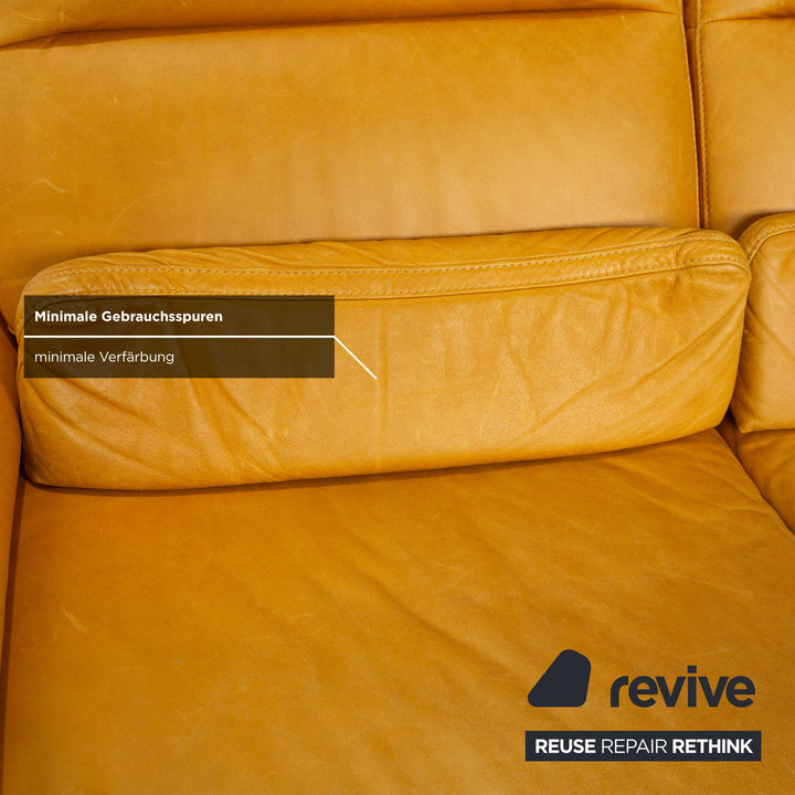 Willi Schillig Trovatoore leather two-seater yellow mustard manual function sofa couch