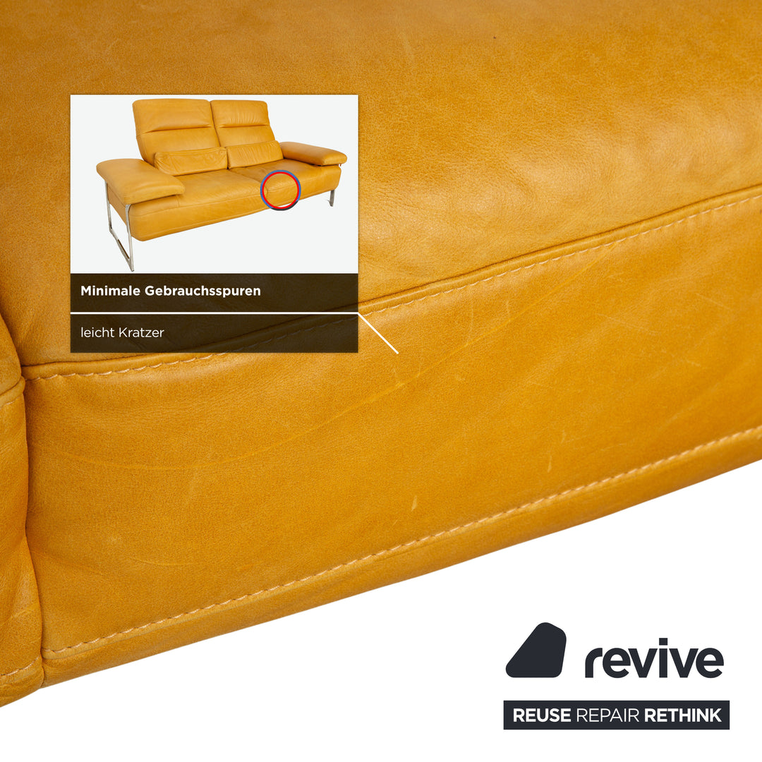 Willi Schillig Trovatoore leather two-seater yellow mustard manual function sofa couch