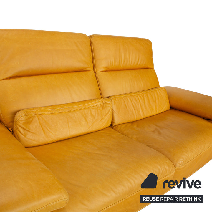 Willi Schillig Trovatoore leather two-seater yellow mustard manual function sofa couch