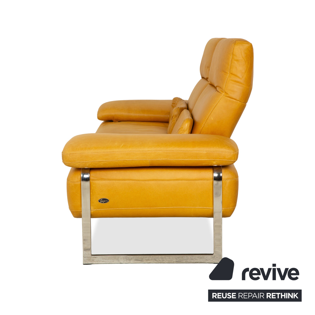 Willi Schillig Trovatoore leather two-seater yellow mustard manual function sofa couch