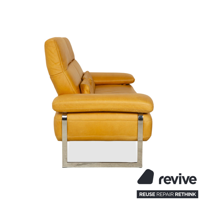 Willi Schillig Trovatoore leather two-seater yellow mustard manual function sofa couch