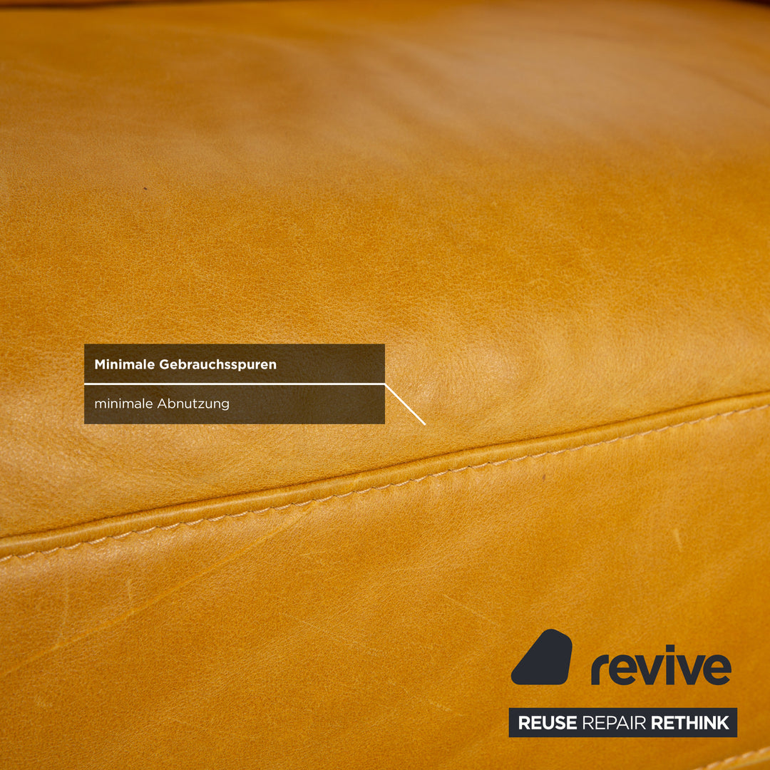 Willi Schillig Trovatoore leather two-seater yellow mustard manual function sofa couch
