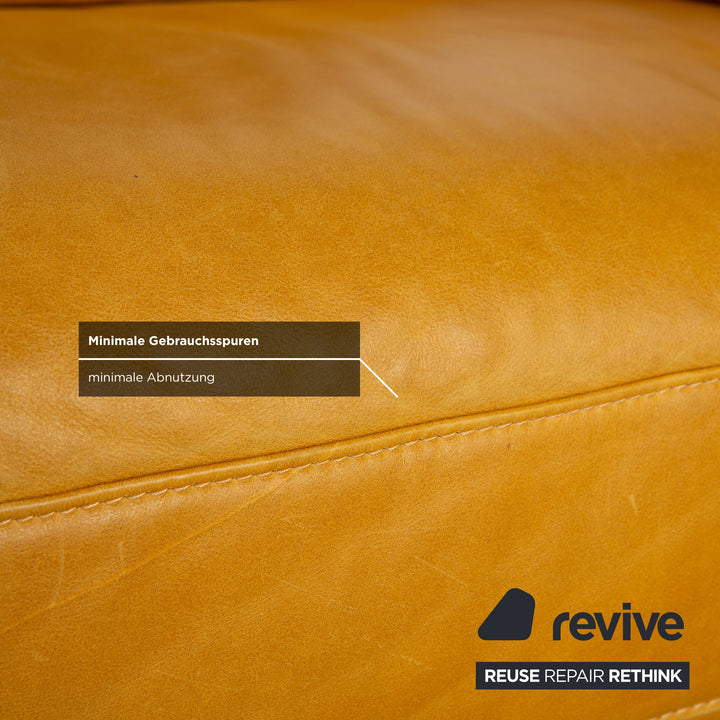 Willi Schillig Trovatoore leather two-seater yellow mustard manual function sofa couch
