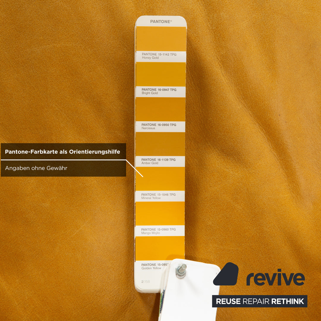 Willi Schillig Trovatoore leather two-seater yellow mustard manual function sofa couch