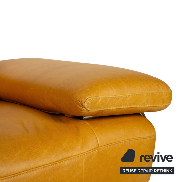 Willi Schillig Trovatoore leather two-seater yellow mustard manual function sofa couch