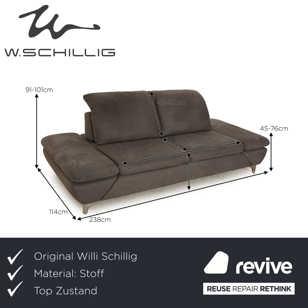 Willi Schillig Viola Fabric Three Seater Gray Manual Function Sofa Couch