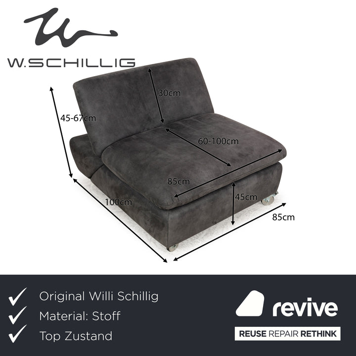 Tabouret en tissu Willi Schillig Taoo gris fonction manuelle