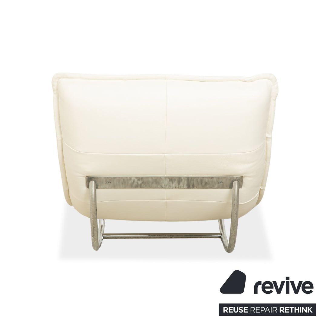 Willi Schillig Woow Leather Lounger White Cream Beige Cradle Lounger
