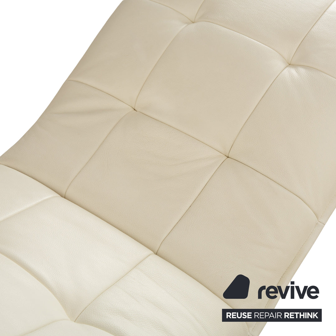 Willi Schillig Woow Leather Lounger White Cream Beige Cradle Lounger
