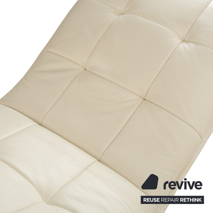 Willi Schillig Woow Leather Lounger White Cream Beige Cradle Lounger