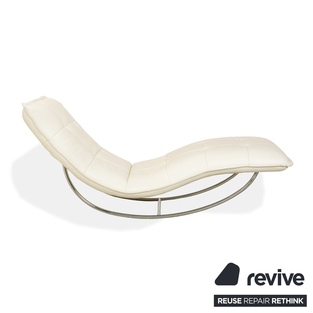 Willi Schillig Woow Leather Lounger White Cream Beige Cradle Lounger
