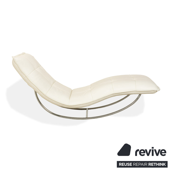 Willi Schillig Woow Leather Lounger White Cream Beige Cradle Lounger