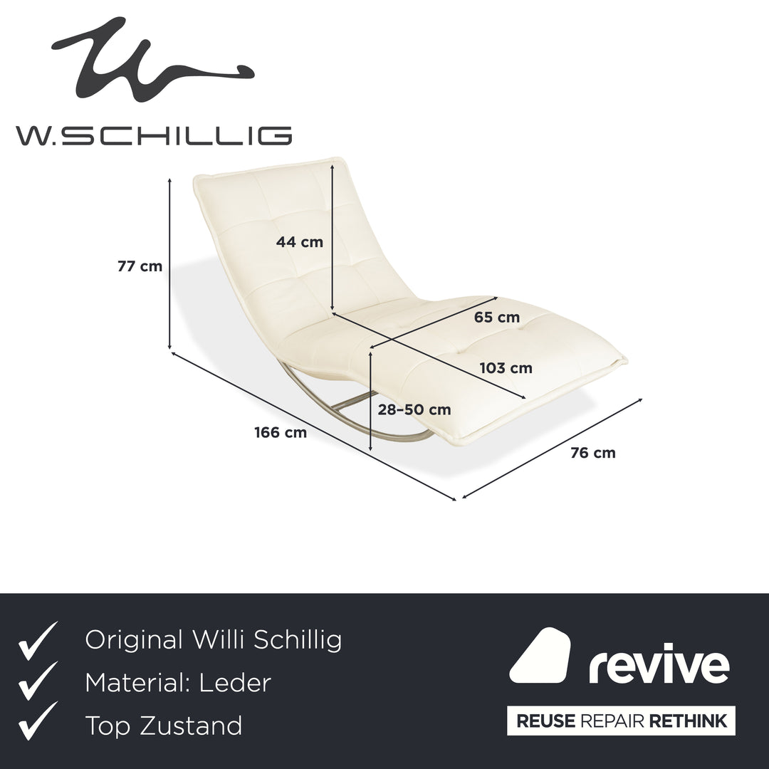 Willi Schillig Woow Leather Lounger White Cream Beige Cradle Lounger