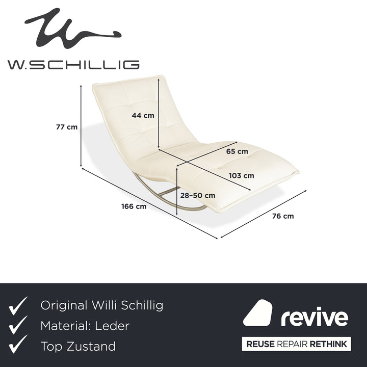 Willi Schillig Woow Leather Lounger White Cream Beige Cradle Lounger