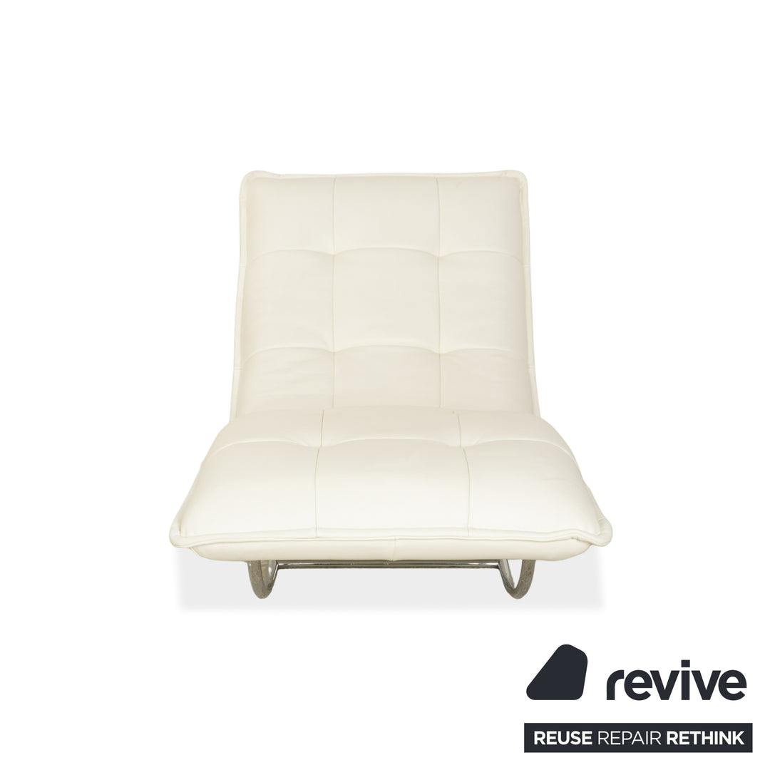 Willi Schillig Woow Leather Lounger White Cream Beige Cradle Lounger