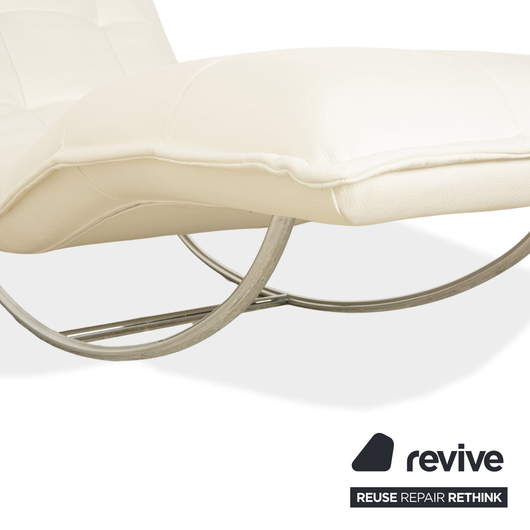 Willi Schillig Woow Leather Lounger White Cream Beige Cradle Lounger