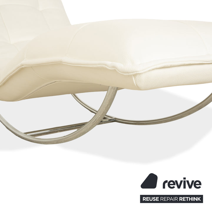 Willi Schillig Woow Leather Lounger White Cream Beige Cradle Lounger