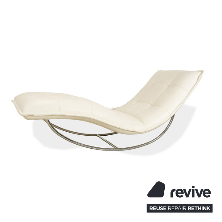Willi Schillig Woow Leather Lounger White Cream Beige Cradle Lounger