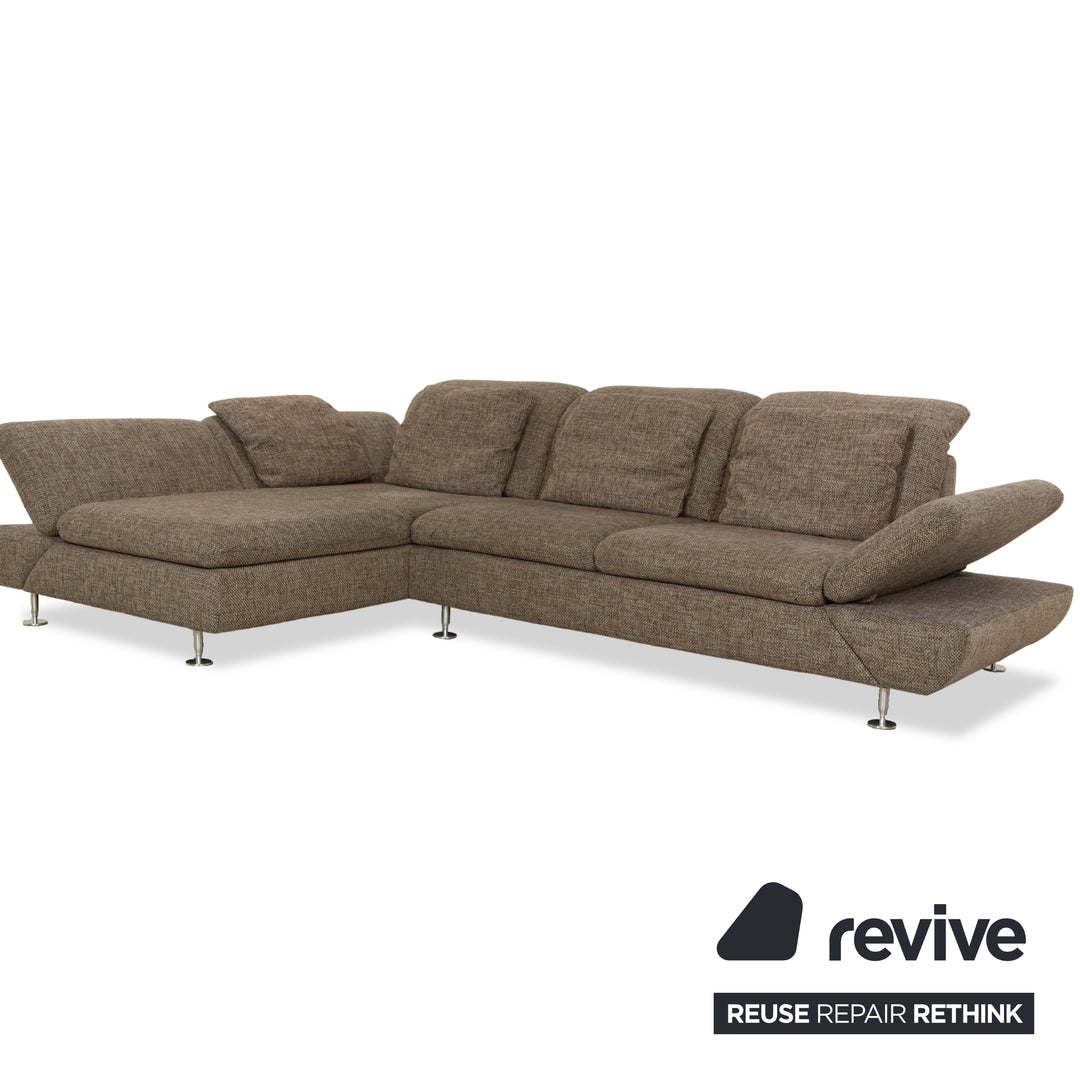 Willo Schillig Taoo Stoff Ecksofa mit Hocker Grau Braun manuelle Funktion Sofa Couch