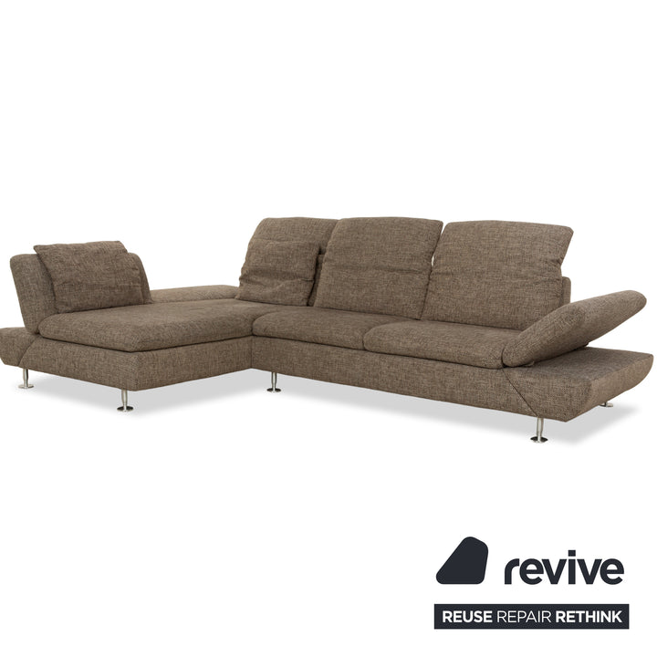 Willo Schillig Taoo Stoff Ecksofa mit Hocker Grau Braun manuelle Funktion Sofa Couch
