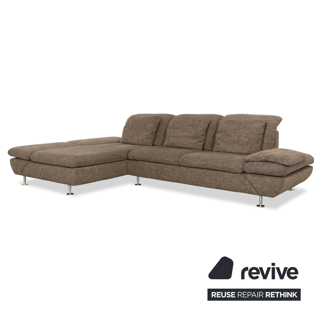 Willo Schillig Taoo Stoff Ecksofa mit Hocker Grau Braun manuelle Funktion Sofa Couch