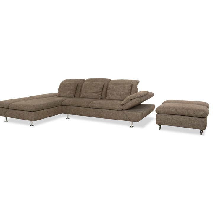 Willo Schillig Taoo Stoff Ecksofa mit Hocker Grau Braun manuelle Funktion Sofa Couch