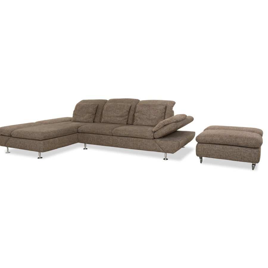 Willo Schillig Taoo canapé d'angle en tissu avec repose-pieds gris marron canapé à fonction manuelle