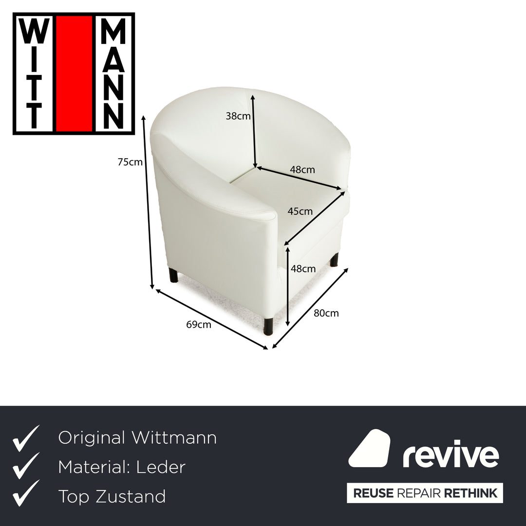 Fauteuil en cuir Wittman Aura crème