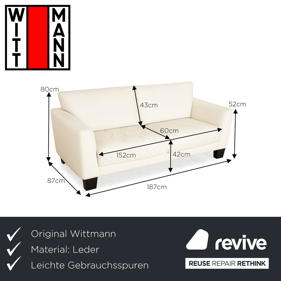 Wittmann Adesso Leder Dreisitzer Creme Weiß Sofa Couch