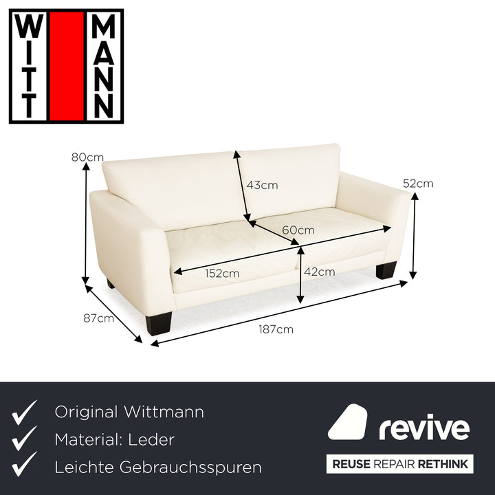Wittmann Adesso Leder Dreisitzer Creme Weiß Sofa Couch