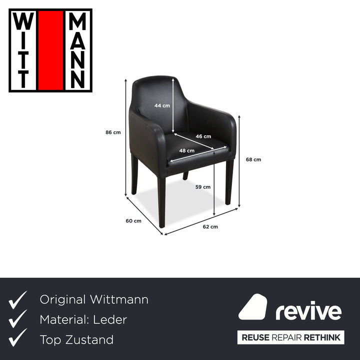 Chaise de salle à manger en cuir noir Alma de Wittmann