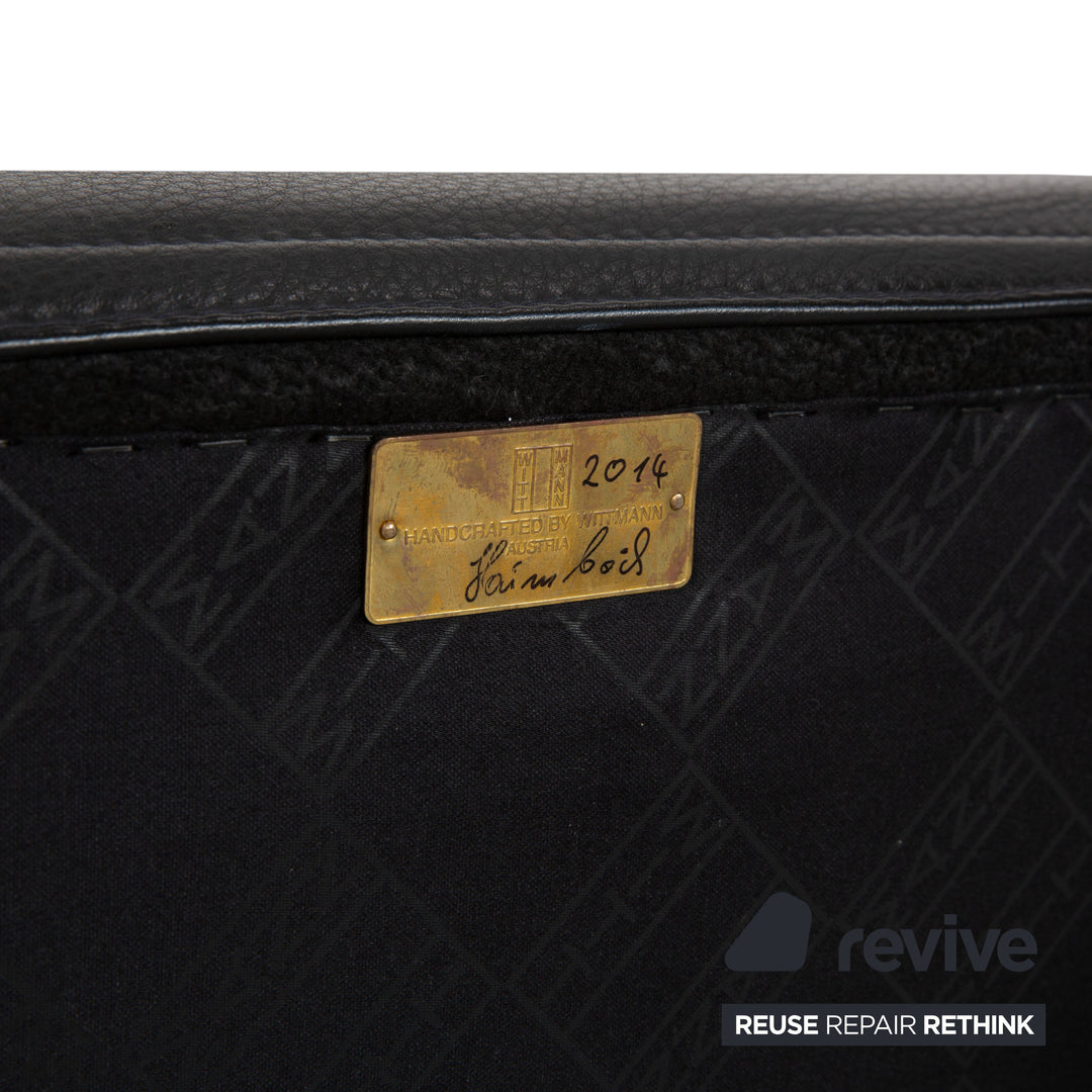 Chaise de salle à manger en cuir noir Alma de Wittmann