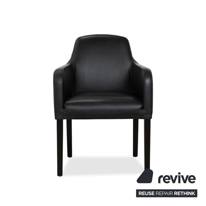 Chaise de salle à manger en cuir noir Alma de Wittmann