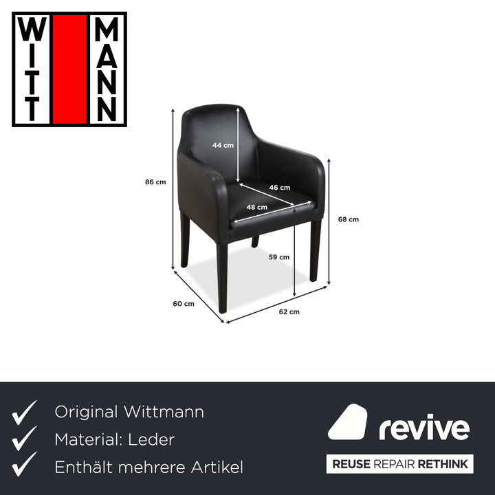 Chaise de salle à manger en cuir noir Alma de Wittmann