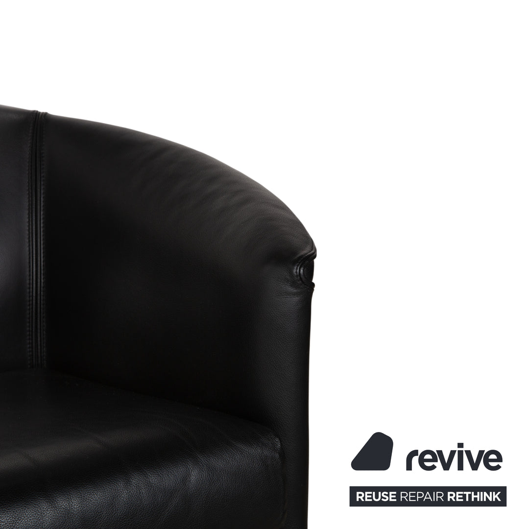 Wittmann Aura Dreisitzer Leder Sofa Schwarz Couch