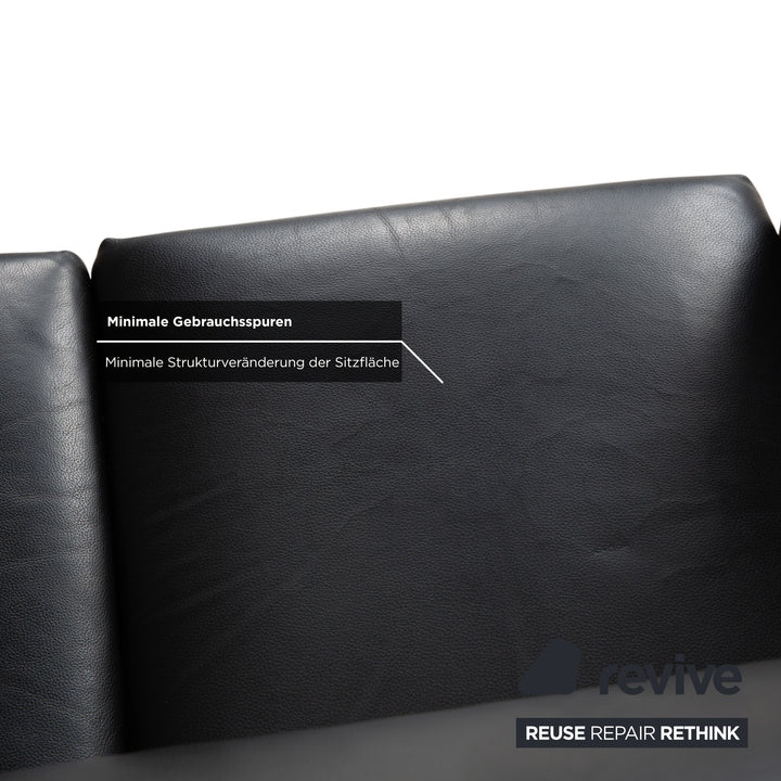Wittmann Aura Dreisitzer Leder Sofa Schwarz Couch