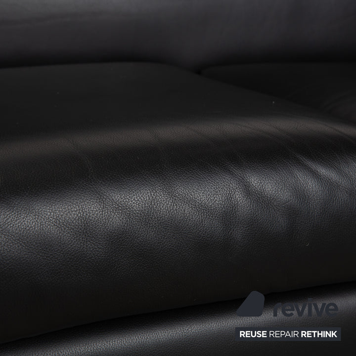 Wittmann Aura Dreisitzer Leder Sofa Schwarz Couch