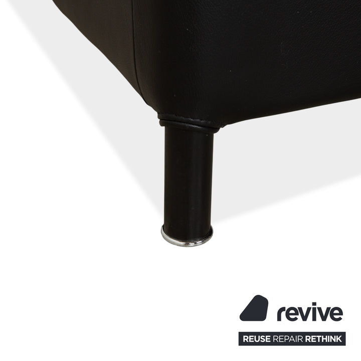 Wittmann Aura Dreisitzer Leder Sofa Schwarz Couch