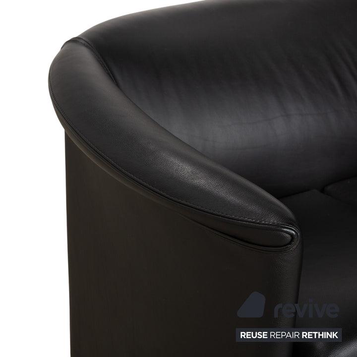 Wittmann Aura Dreisitzer Leder Sofa Schwarz Couch