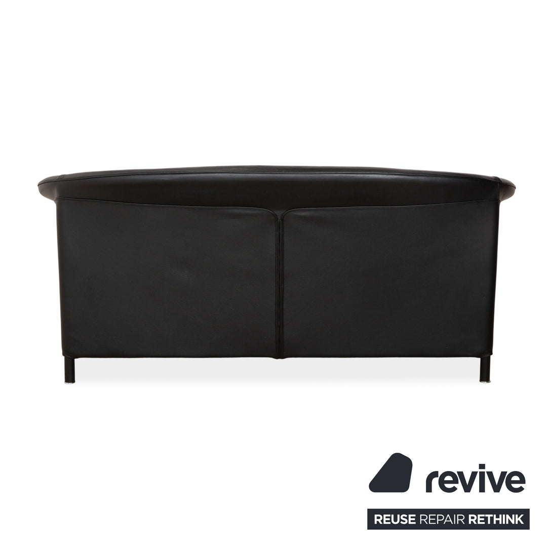 Wittmann Aura Dreisitzer Leder Sofa Schwarz Couch