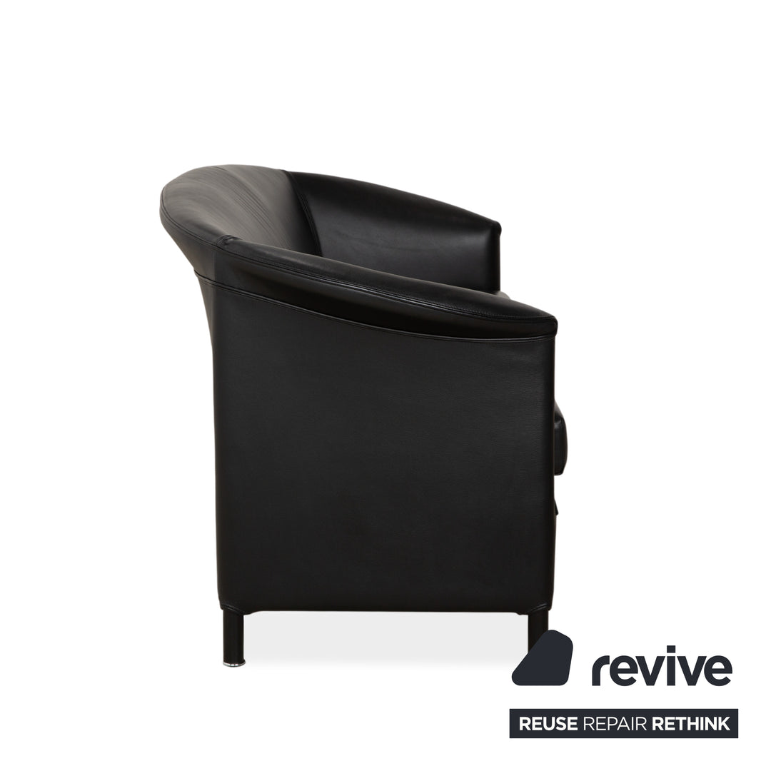 Wittmann Aura Dreisitzer Leder Sofa Schwarz Couch