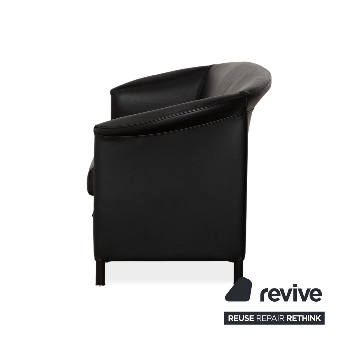 Canapé trois places en cuir noir Wittmann Aura