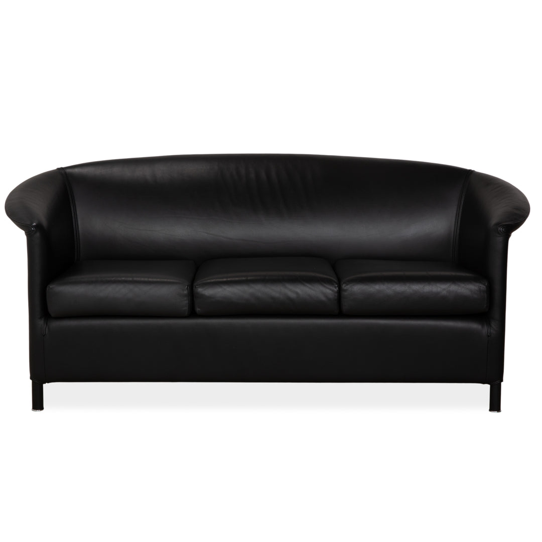 Wittmann Aura Dreisitzer Leder Sofa Schwarz Couch