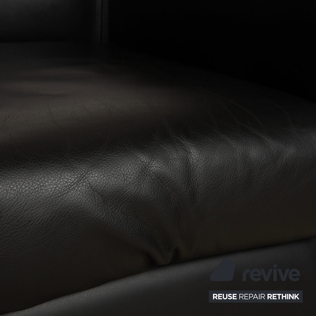 Fauteuils Wittmann Aura en cuir noir, 2 pièces