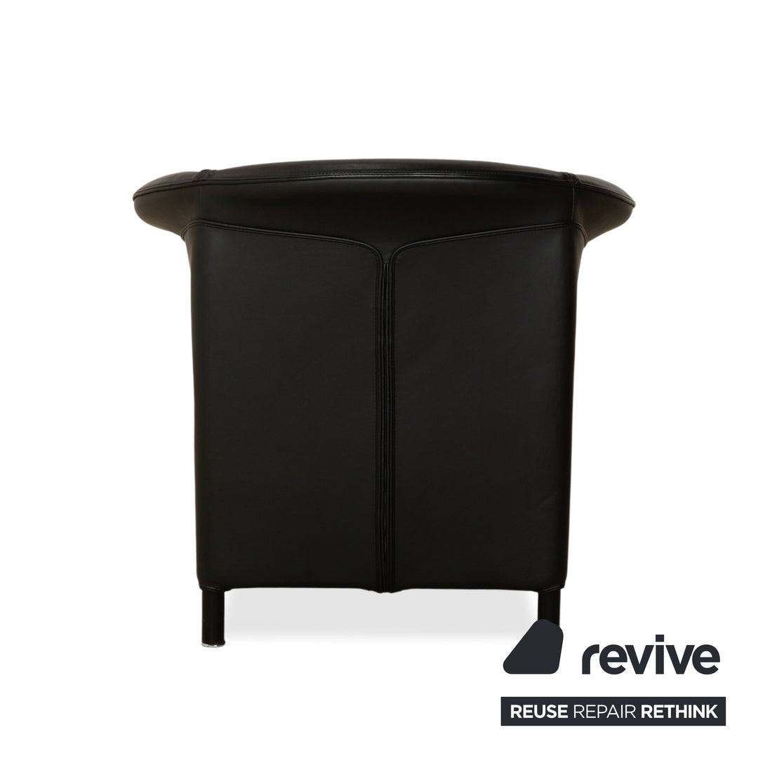 Fauteuils Wittmann Aura en cuir noir, 2 pièces