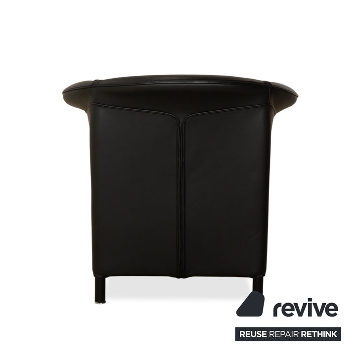 Fauteuils Wittmann Aura en cuir noir, 2 pièces