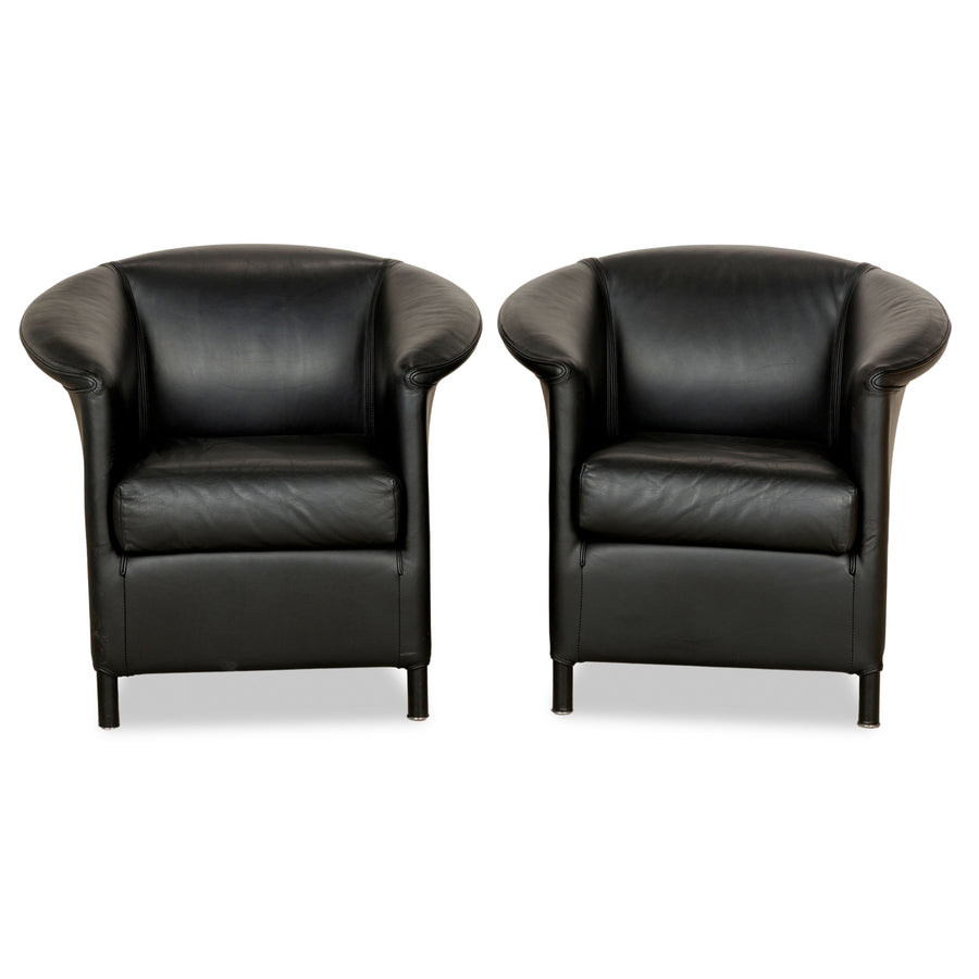 Wittmann Aura Leather 2x Armchairs Black