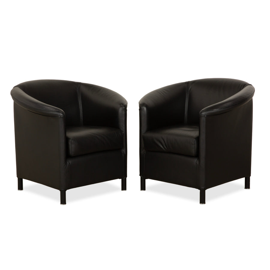 Wittmann Aura Leder 2x Sessel Schwarz