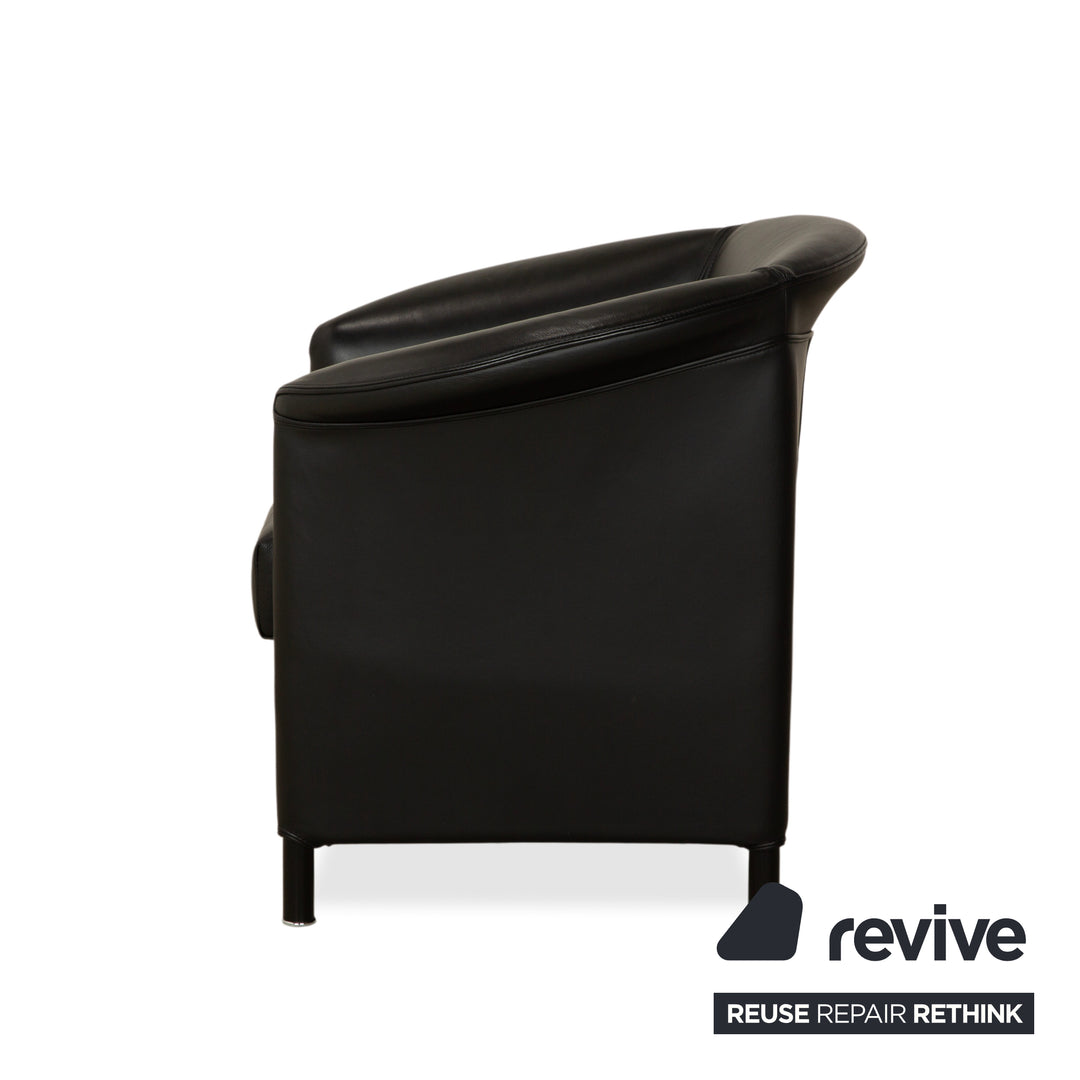 Fauteuils Wittmann Aura en cuir noir, 2 pièces