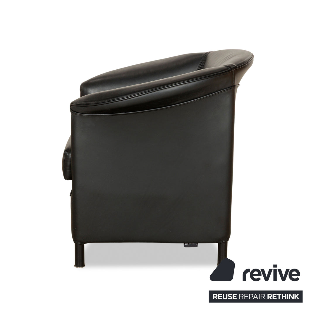 Fauteuils Wittmann Aura en cuir noir, 2 pièces